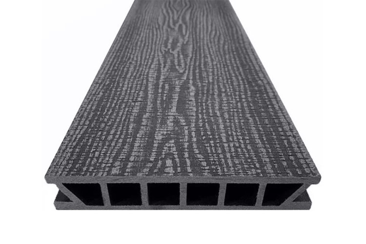 Террасная доска Deckron (Декрон) WoodLike с 3D тиснением, антрацит
