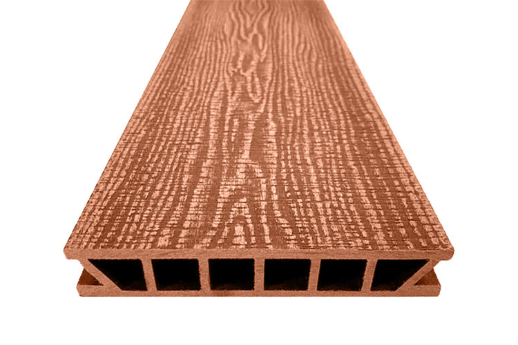 Террасная доска Deckron (Декрон) WoodLike с 3D тиснением, терракот