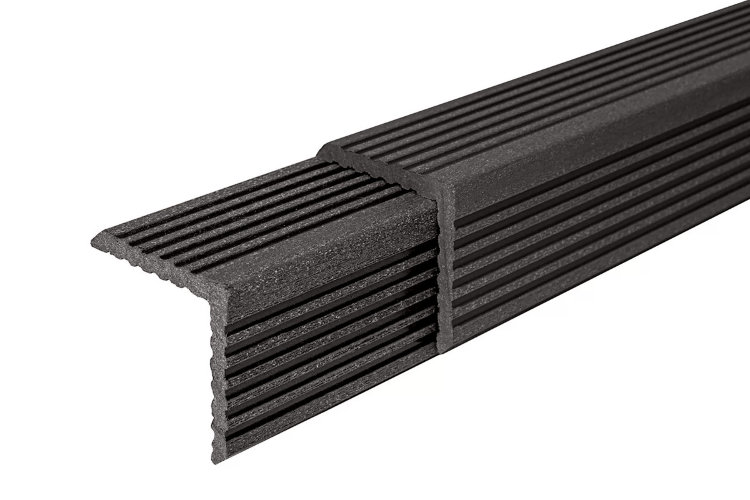 Равнополочный уголок ДПК для досок Deckron, Darvolex, Ecodeck, NauticPrime (вельвет, антрацит)