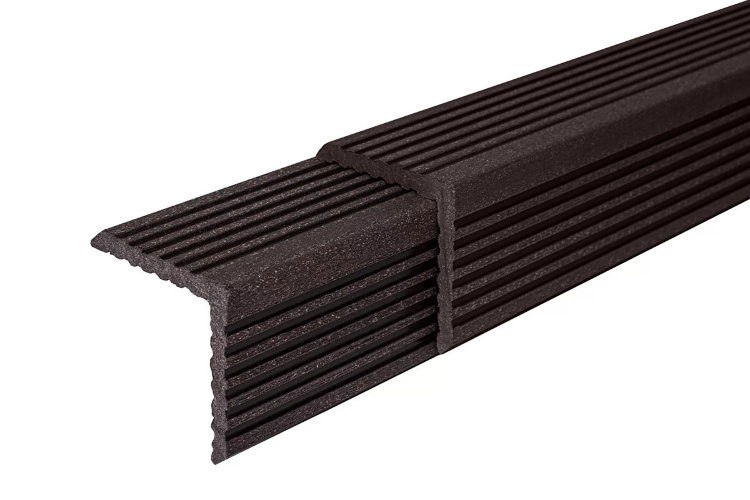 Равнополочный уголок ДПК для досок Deckron, Darvolex, Ecodeck, NauticPrime (вельвет, венге)